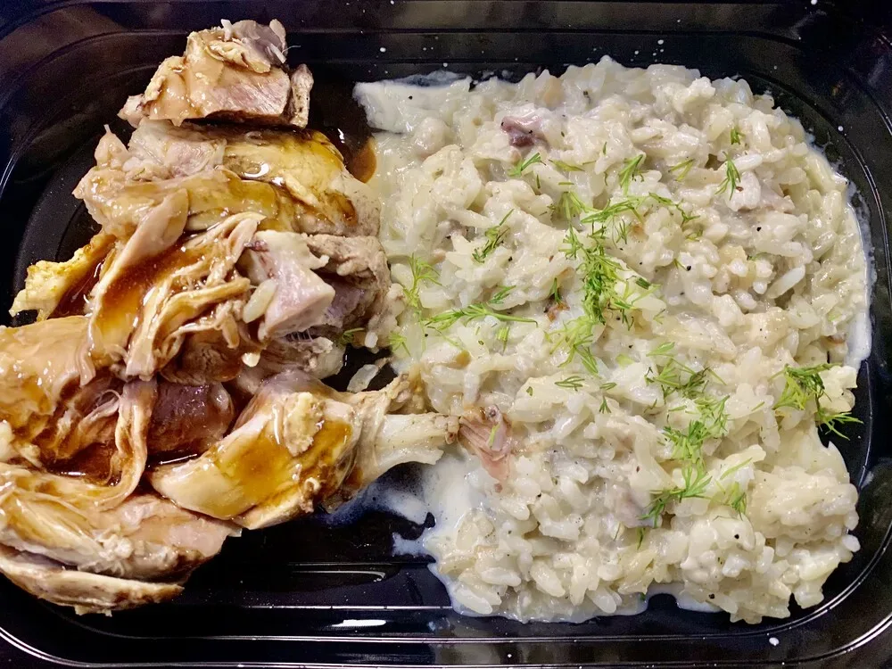 Печен Свински джолан с ароматно ризото с манатарки