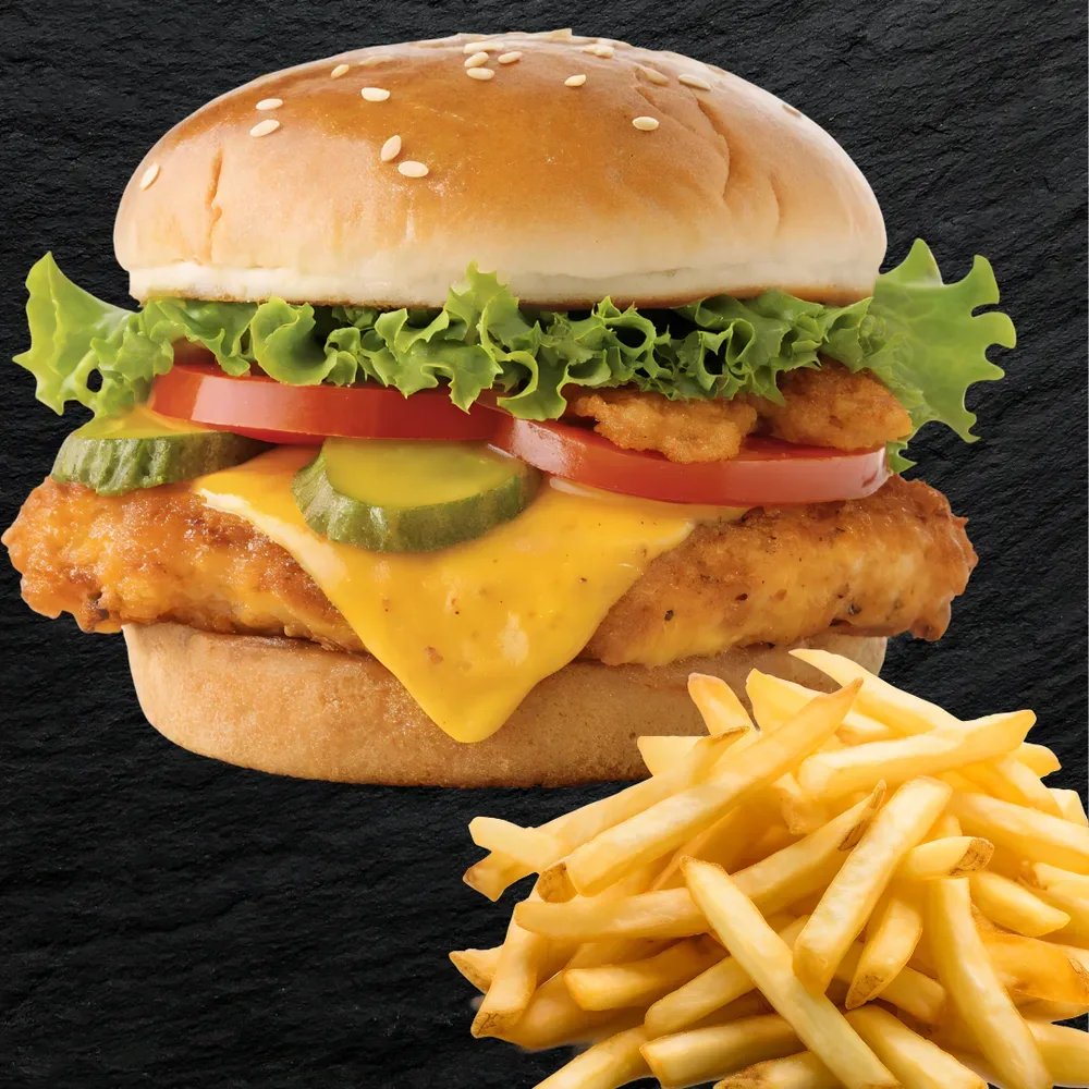 Пилешки Бургер с пържени картофки